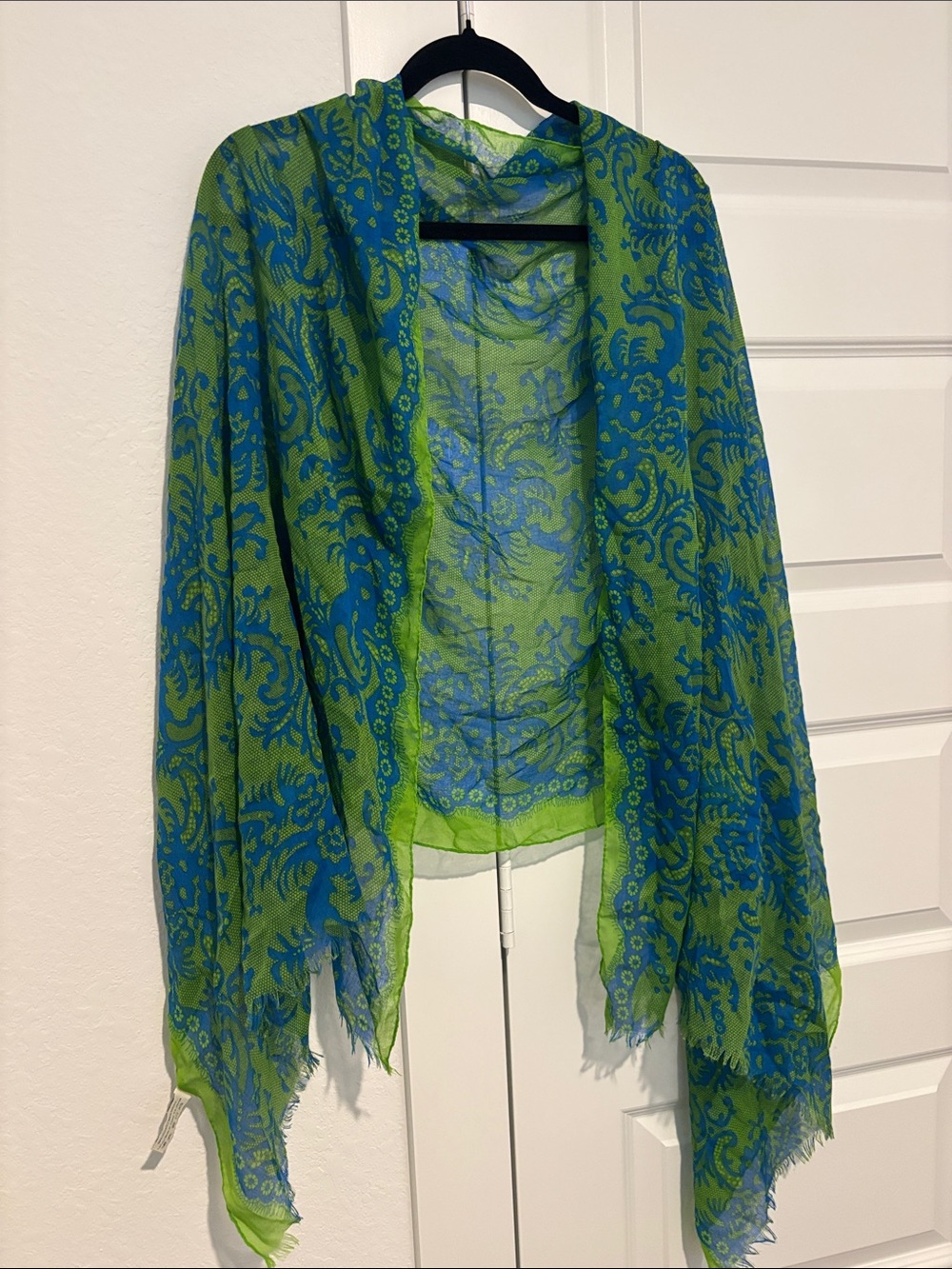 Green and Blue Paisley Wrap Scarf